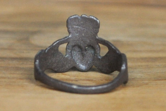 Antique Irish Claddagh Ring - Size 4 - Stamped and Tested Sterling Silver - Symbolic Irish Ring