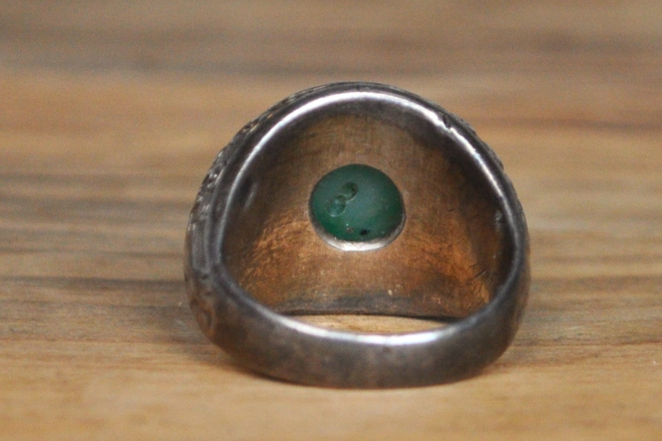 Chinese Dragon and Jade Ring - Size 6 - Tested Sterling Silver - Authentic Chinese Jewelry