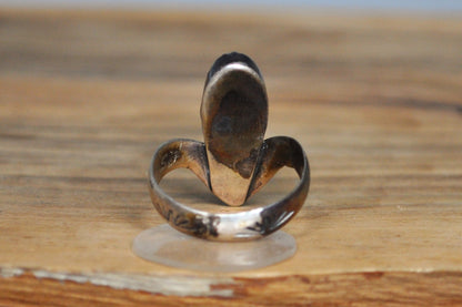 Unique Native American Crownlike Turquoise Ring - Size 8 - Stamped and Tested Sterling Silver - Authentic Native American Jewelry