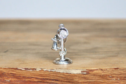 Vintage Sterling Candlestick Telephone Charm That Moves! 925 Silver Rotary Candlestick Telephone Charm, Awesome Piece!