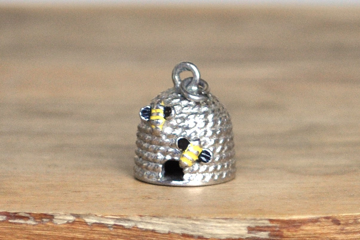 Vintage Sterling Beehive Charm! 925 Silver Honey Beehive Charm, Wells Sterling - Awesome Piece!