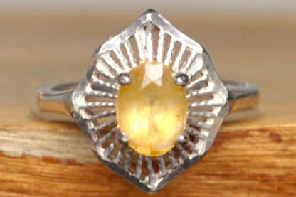 Octagonal Filigree Yellow Sapphire Ring - Size 6 - Stamped and Tested Sterling Silver - DTC Jewelry