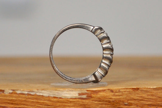 Carolyn Pollack Cubic Zirconia Studded Ring - Size 7 - Stamped and Tested Sterling Silver - Wedding Anniversary Band