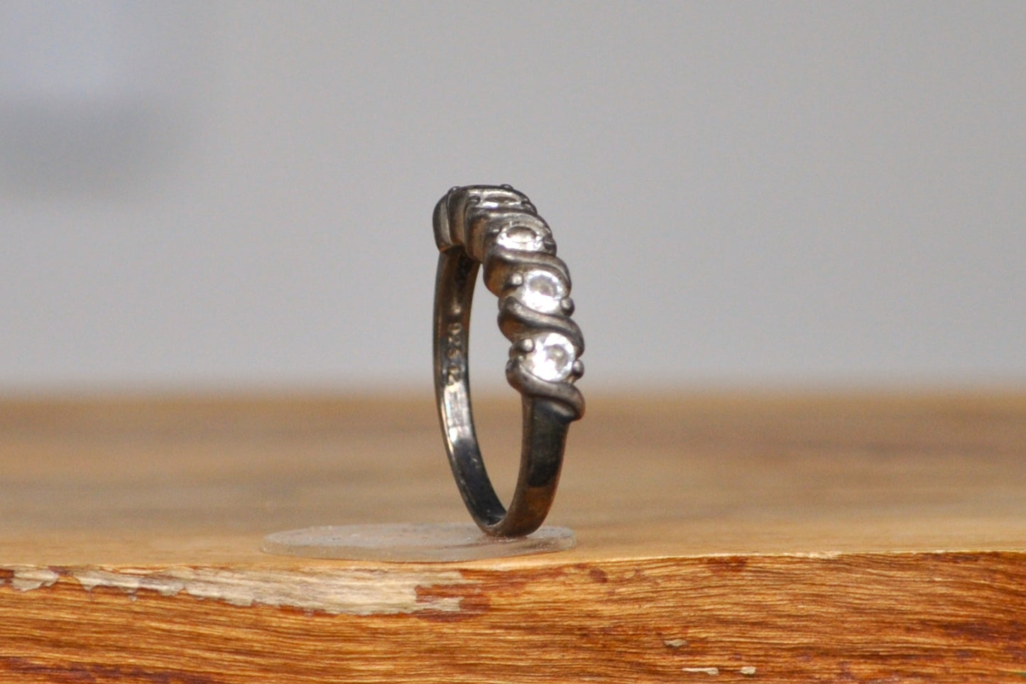 Carolyn Pollack Cubic Zirconia Studded Ring - Size 7 - Stamped and Tested Sterling Silver - Wedding Anniversary Band