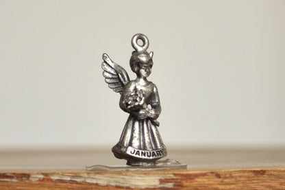 Vintage Creed Sterling Guardian Angel January Charm Pendant! 925 Sterling Silver Antique January Angel Charm, Creed Sterling - Awesome Piece! 3D Charm