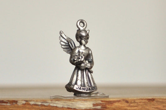 Vintage Creed Sterling Guardian Angel January Charm Pendant! 925 Sterling Silver Antique January Angel Charm, Creed Sterling - Awesome Piece! 3D Charm