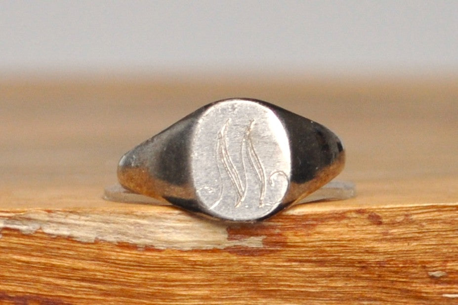 Silver Small "M" Signet Ring - Size 5 - Stamped and Tested Sterling Silver - Letter M - Alphabet Ring