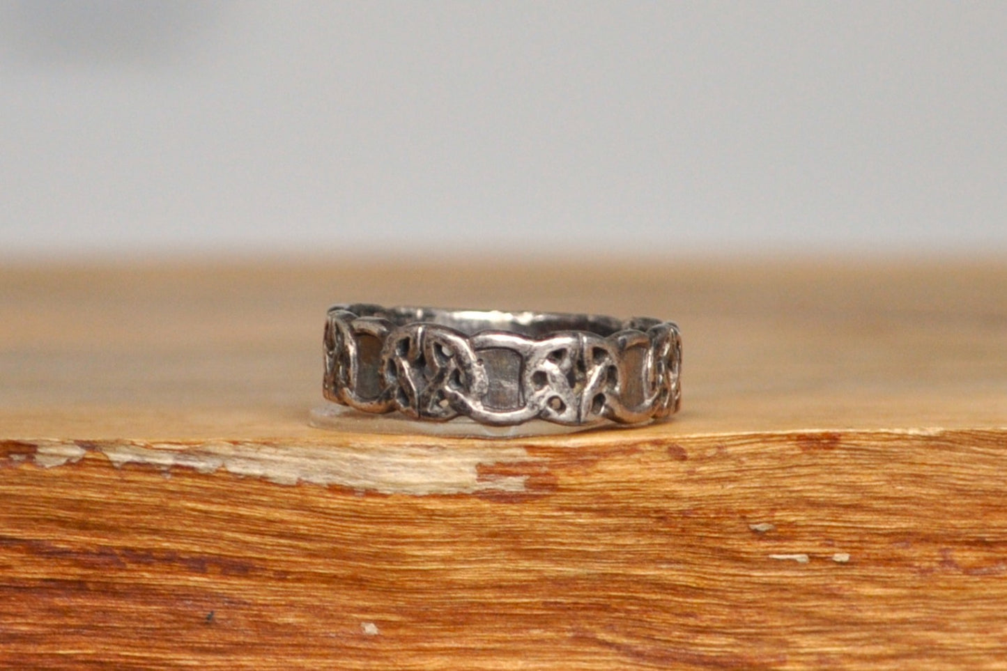 Celtic Woven Knots Ring - Size 8 - Stamped and Tested Sterling Silver - Irish Band Ring - Bound Together Engravable ring