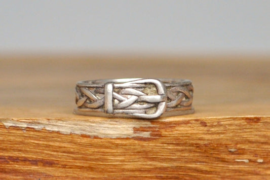 Silver Belt Buckle Ring - Size 5 - Stamped and Tested Sterling Silver
