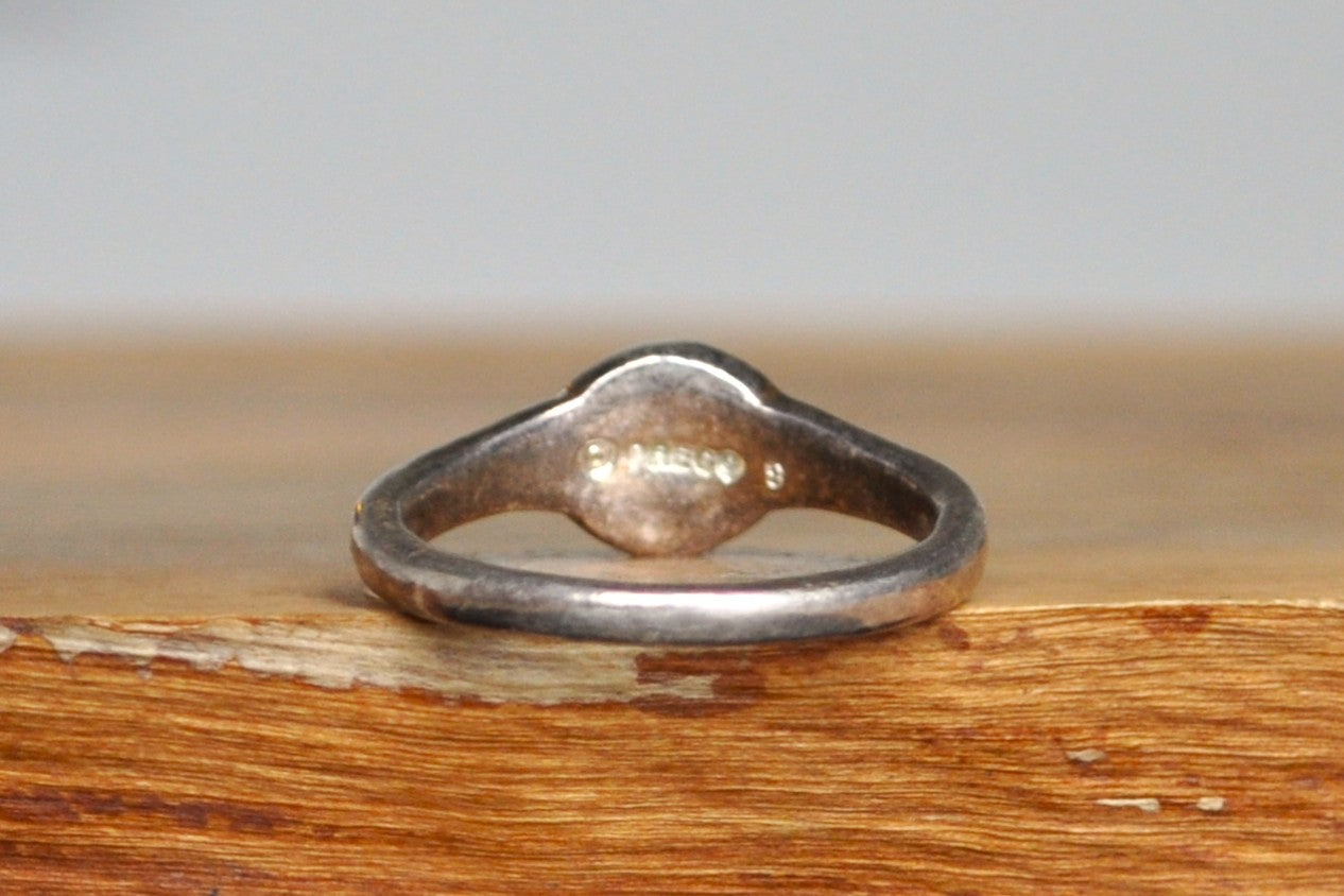 Swirling Filigree Turquoise Stone Ring - Size 9 - Tested Sterling Silver - Authentic Native American Jewelry - Preco Jewelry