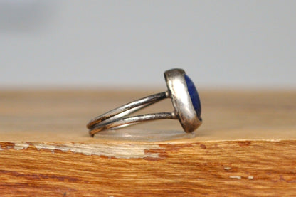 Kyanite Split Ring - Size 5 - Tested Sterling Silver - Stunning Blue Stone Ring