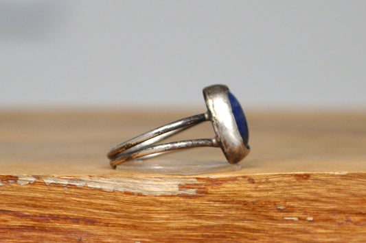 Kyanite Split Ring - Size 5 - Tested Sterling Silver - Stunning Blue Stone Ring