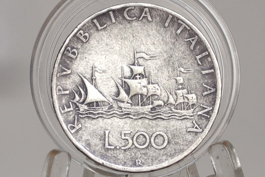 Italian 500 Lire Coin 1959 - XF - Beautiful Italian Coin - Silver 500 Lire Italy