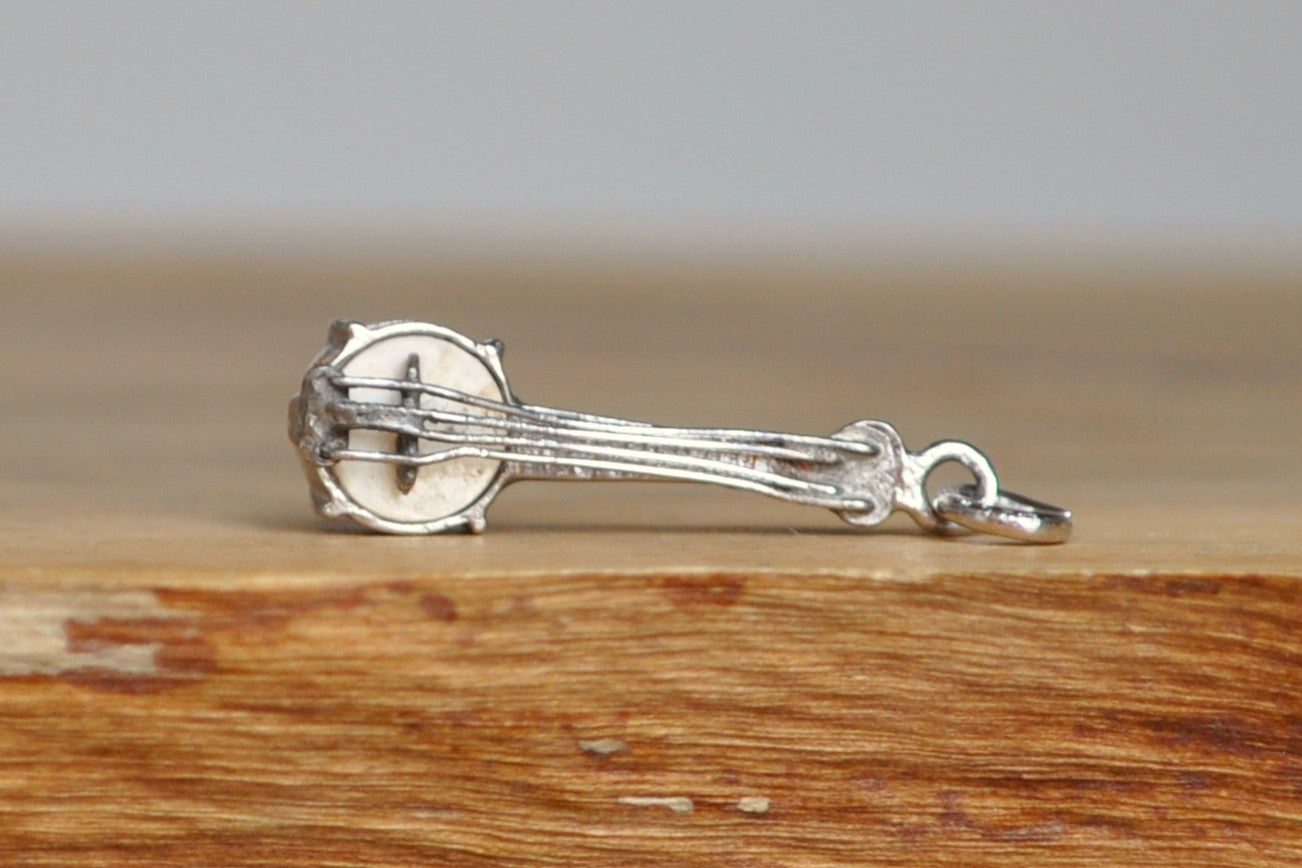 Sterling Silver Banjo Charm - Tested Sterling Silver - Old Western Folk Charm
