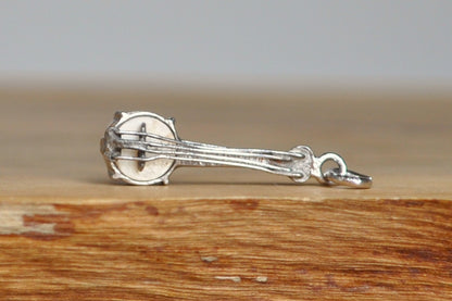 Sterling Silver Banjo Charm - Tested Sterling Silver - Old Western Folk Charm