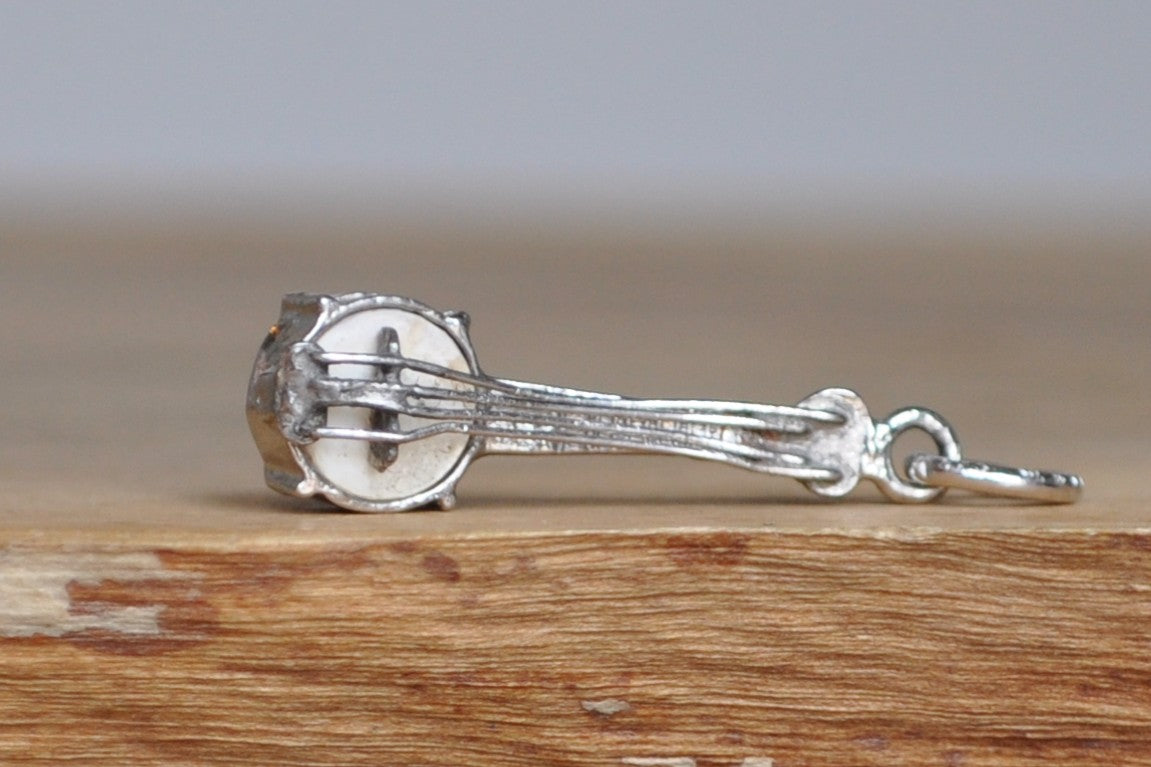 Sterling Silver Banjo Charm - Tested Sterling Silver - Old Western Folk Charm
