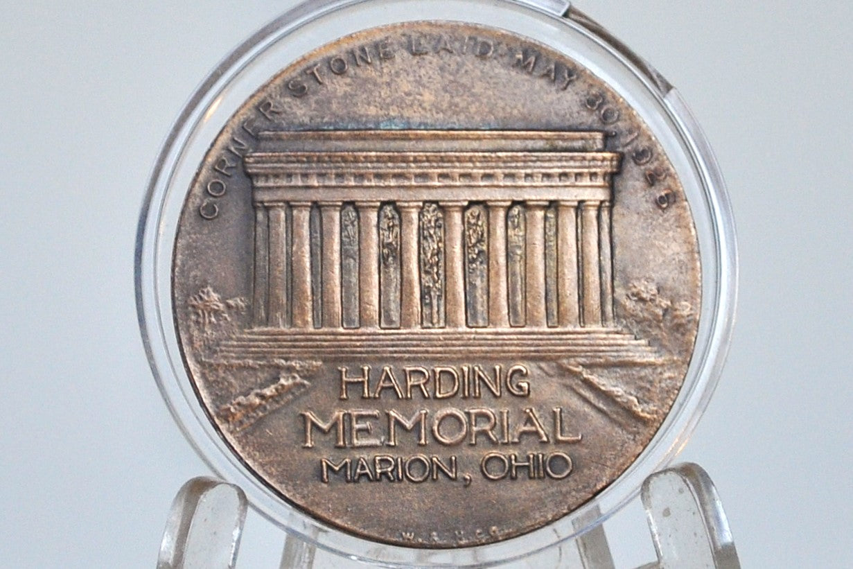 1926 Warren G Harding Memorial Medal - Bronze - Harding Memorial Marion Ohio Token - Marion, Ohio 1865-1923 - Stone Laid 1926