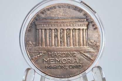 1926 Warren G Harding Memorial Medal - Bronze - Harding Memorial Marion Ohio Token - Marion, Ohio 1865-1923 - Stone Laid 1926