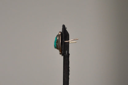 Turquoise Studded Leaf Earrings - Tested Sterling Silver - Lacking Earing Backs - Authentic Native Jewelry