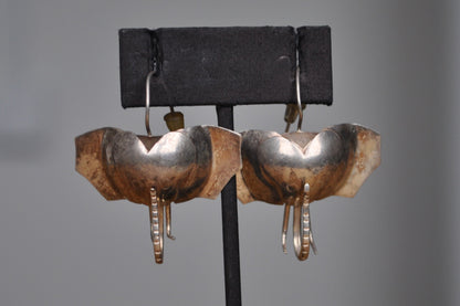 Cute Art Deco Tusked Elephant Earrings - Stamped and Tested Sterling Silver - Art Deco/Minimalist Style Jewelry