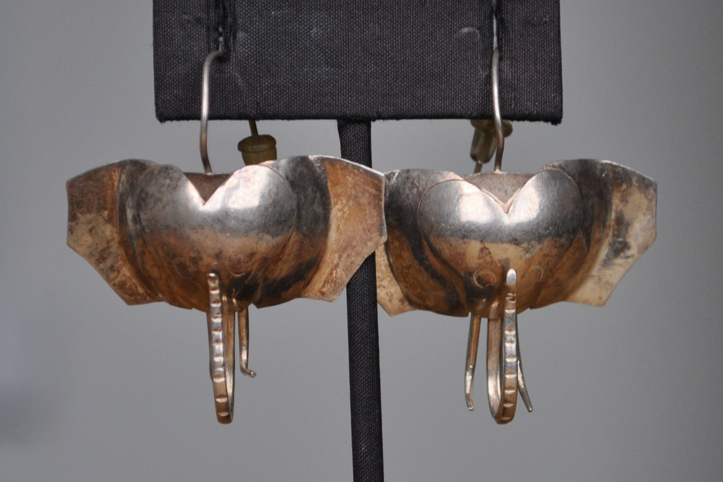 Cute Art Deco Tusked Elephant Earrings - Stamped and Tested Sterling Silver - Art Deco/Minimalist Style Jewelry