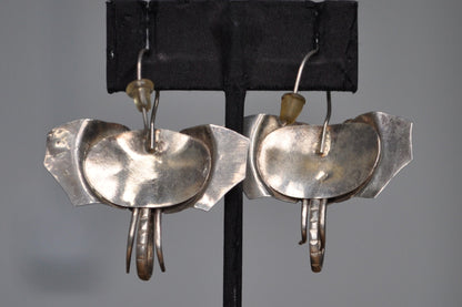 Cute Art Deco Tusked Elephant Earrings - Stamped and Tested Sterling Silver - Art Deco/Minimalist Style Jewelry