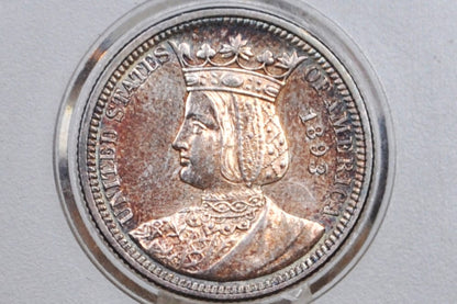 1893 Isabella Quarter, Columbian Exposition Quarter - Uncirculated, Toned - Rare Commemorative Quarter from the World's Columbian Exposition