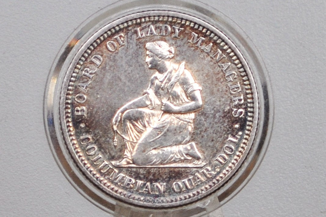 1893 Isabella Quarter, Columbian Exposition Quarter - Uncirculated, Toned - Rare Commemorative Quarter from the World's Columbian Exposition
