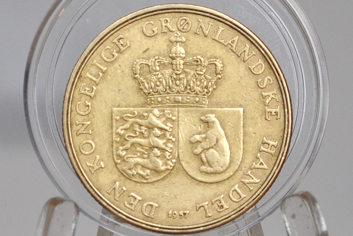 1957 1 Krone Greenland - Only 100K Made - One Krone Greenland 1957 - Great Coin for a Collection, Greenland Coins