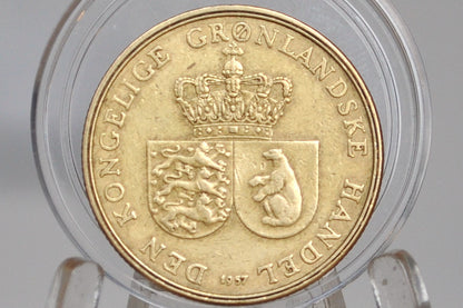 1957 1 Krone Greenland - Only 100K Made - One Krone Greenland 1957 - Great Coin for a Collection, Greenland Coins