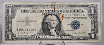 1957B Fancy Bookend Pattern Serial Number 1 Dollar Silver Certificate - 99135499 - 1957 B One Dollar Blue Seal Fancy Serial Note - Fr#1621