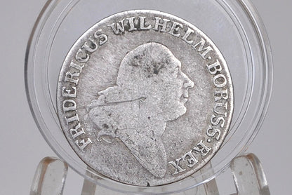 Silver 1796 Prussian 4 Groschen Coin - Great Condition - Frederick William II - Kingdom of Prussia  - .521 Silver Thaler -