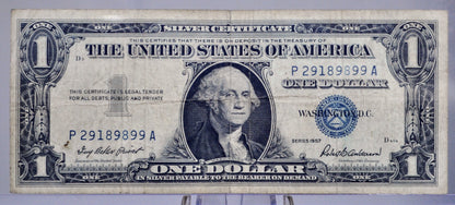 1957 Silver Certificate 1 Dollar Note - Fancy Repeating Pattern Serial Number - 29189899 - 1957 One Dollar Blue Seal Banknote - Fr#1619