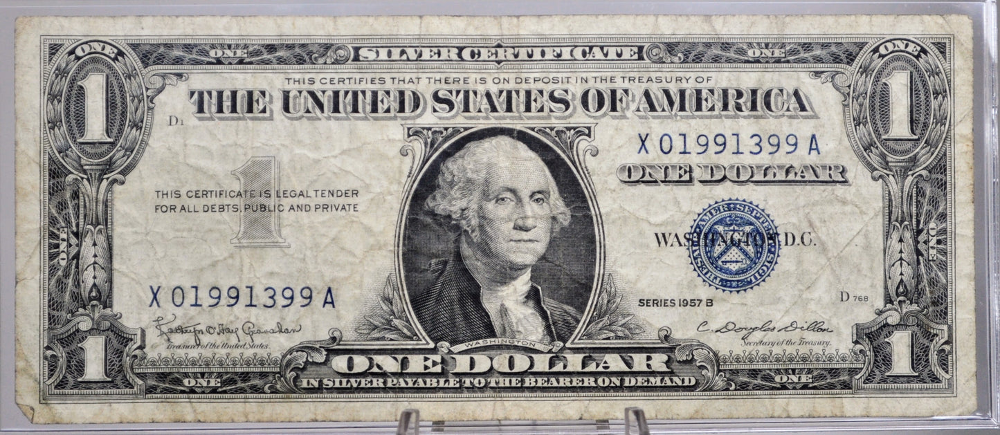 1957B Fancy Birth Year Pattern Serial Number 1 Dollar Silver Certificate - 01991399 - 1957 B One Dollar 1991 Birthday Serial Note - Fr#1621