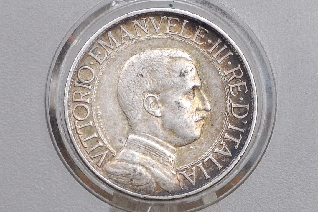 Silver Rare 1908 Italian 1 Lira - VF/XF Condition - 1908 Lira Coin Italy - Vittorio Emanuele III - Silver Italian Coin -