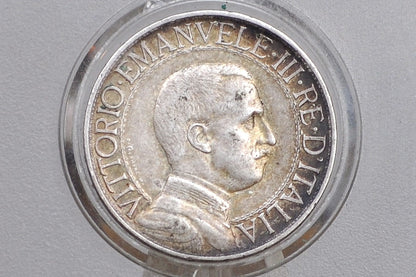 Silver Rare 1908 Italian 1 Lira - VF/XF Condition - 1908 Lira Coin Italy - Vittorio Emanuele III - Silver Italian Coin -