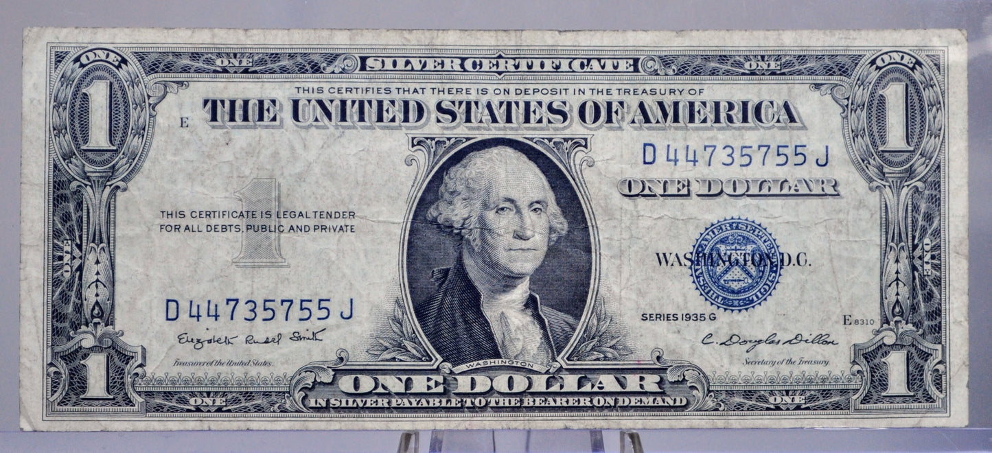 1935-G Silver Certificate 1 Dollar Note - Fancy Repeat Duo Serial Number - 44735755 - 1935G Blue Seal Fancy Serial Banknote - Fr. 1616