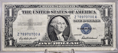 1957 Fancy Semi-Ladder Pattern Serial Number 1 Dollar Silver Certificate - 78970700 - 1957 One Dollar Blue Seal Fancy Serial Note - Fr#1619