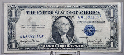 1935 D Silver Certificate 1 Dollar Narrow Type Note - Fancy Double Duo Serial Number - 43393133 - 1935D Series Silver Cert Note - Fr.1613N