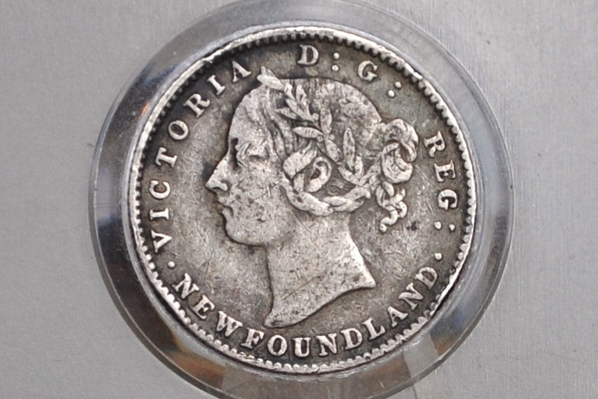 1890 Newfoundland Silver 10 Cent Coin - VF - Queen Victoria - 10 Cents Newfoundland 1890 Silver - Low Mintage