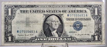 1957A Fancy Repeating Triplet Serial Number 1 Dollar Silver Certificate - 07555653 - 1957 A One Dollar Fancy Serial Banknote - Fr#1620