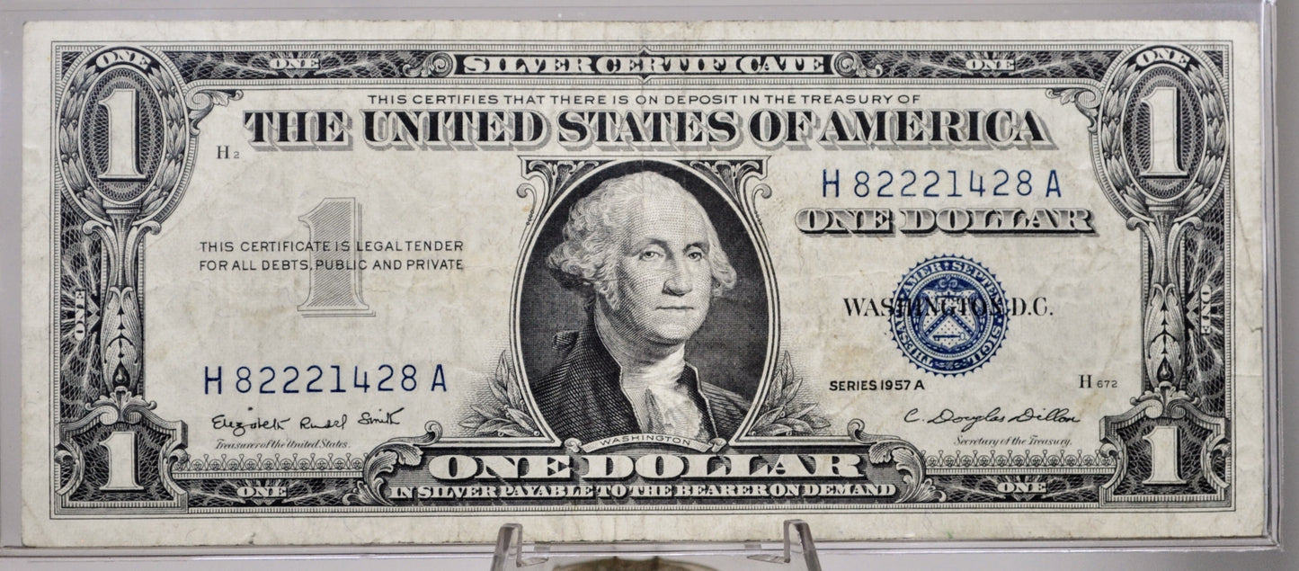 1957A Fancy Repeating Triplet Serial Number 1 Dollar Silver Certificate - 82221428 - 1957 A One Dollar Fancy Serial Banknote - Fr#1620