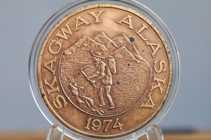1974 Skagway Alaska Trade Dollar 1$ in trade - Gateway to the Klondike - Cool Old Trade Token