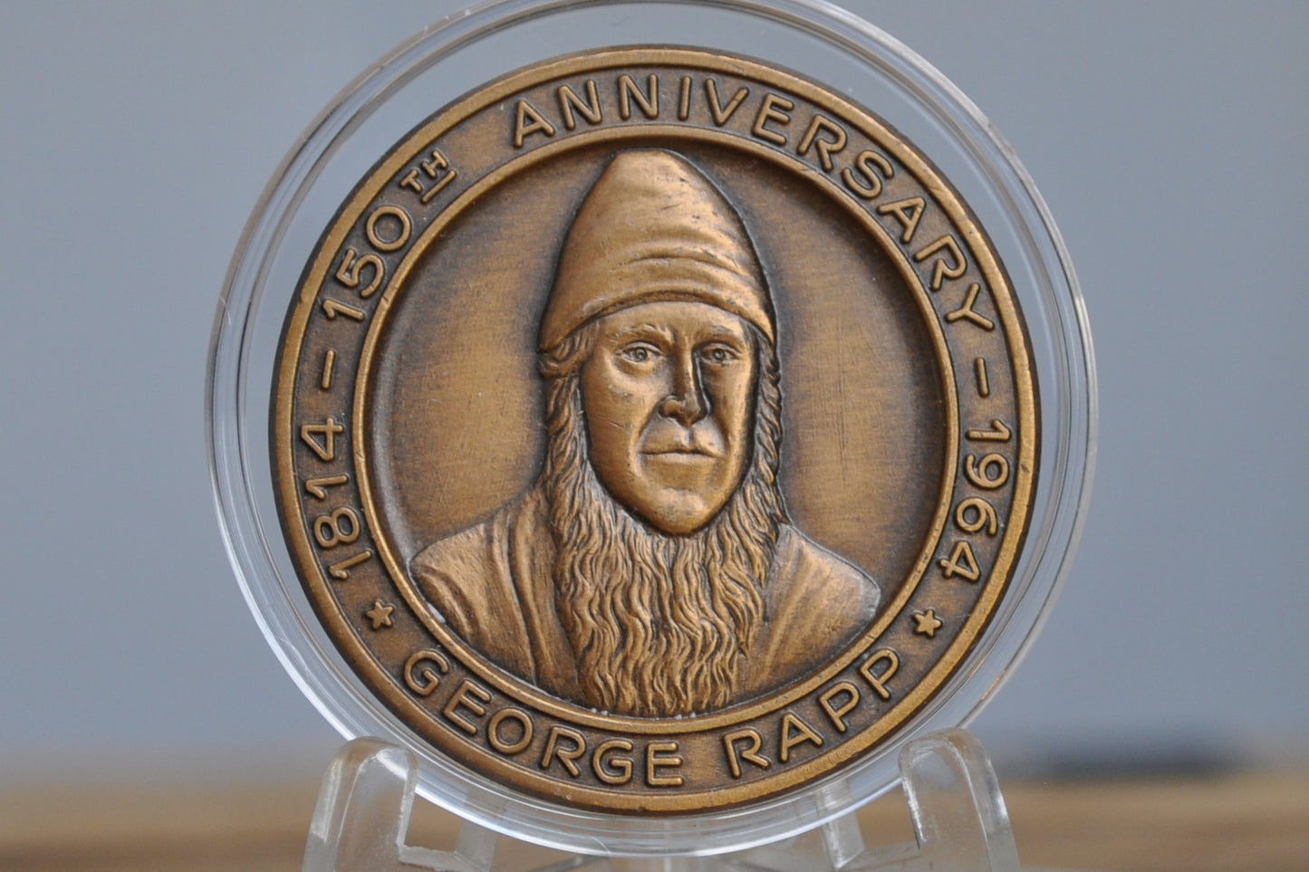 George Rapp New Harmony Indiana 150th Centennial Medal - New Harmony Indiana Town Medal