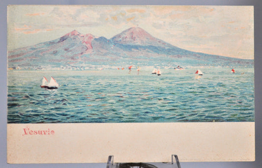 1900s Mount Vesuvius Volcano Italy Artist Postcard - Before 1906 Eruption! - Unposted/Blank - Antique Richter & Co Vesuvio Italian Postcard