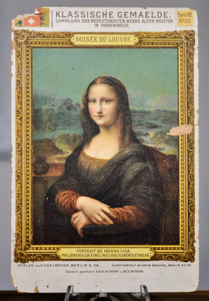 1890s Mona Lisa Portrait Louvre H. Neelmeyer Postcard - German Classic Paintings Series - Antique Mona Lisa Da Vinci Reproduction Postcard