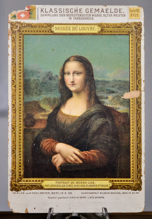 1890s Mona Lisa Portrait Louvre H. Neelmeyer Postcard - German Classic Paintings Series - Antique Mona Lisa Da Vinci Reproduction Postcard
