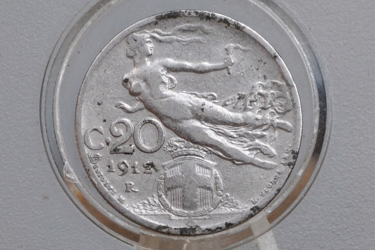 1912 Italian 20 Centesimi Coin - Vittorio Emanuele III - C.20 - Great Condition; Beautiful Design & Artwork - Italy 20 Centesimi
