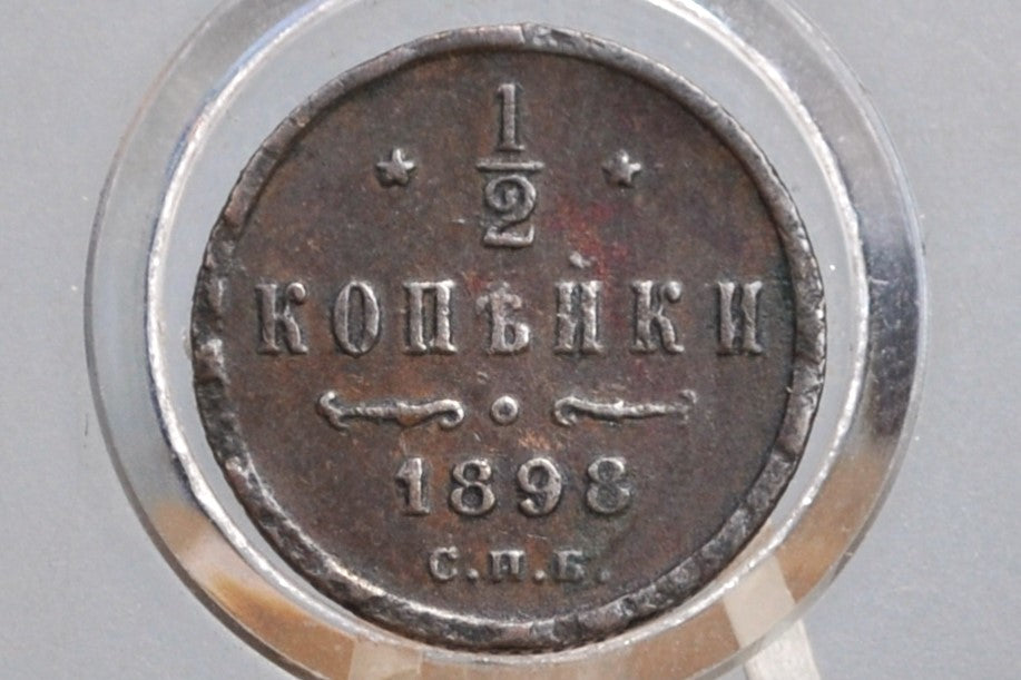1898 1/2 Kopek Russian Empire - Nicholas II - 1/2 Kopek Russia 1898 - Copper - Scarce Coin Type