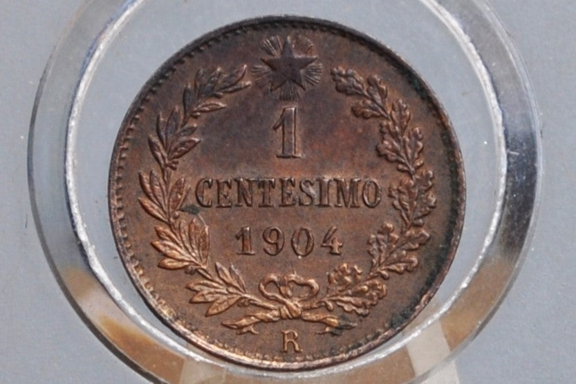 1904 Italian 1 Centesimo Coin - Choice Uncirculated Grade / Condition -1904 Italy 1 Cent Coin - Perfect for a collection